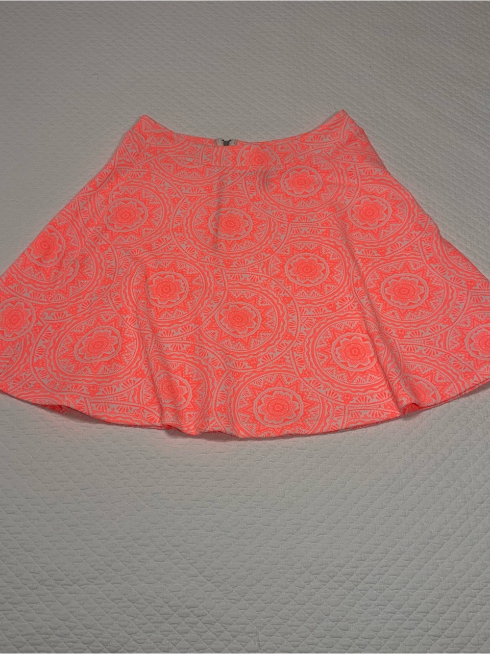 Neon Coral Medallion Circle Skirt